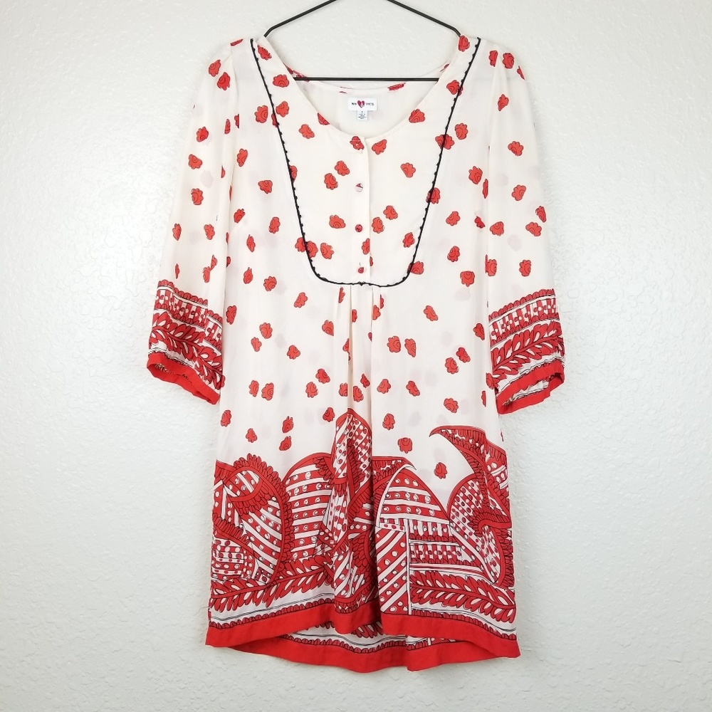 😀 Anthro We Love Vera Silk Poppy Showers Top